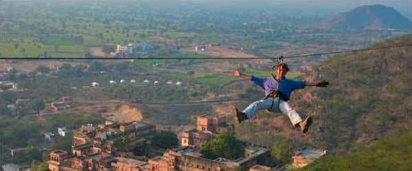 Ziplining at Neemrana